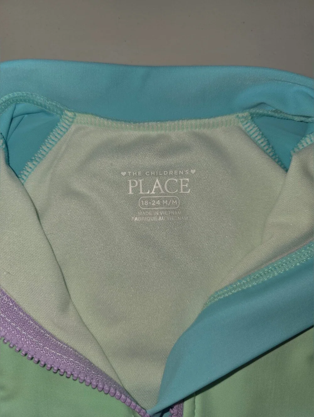 The Children's Place Pastel Mint, Lavender & Aqua Long-Sleeve One-Piece Swimsuit